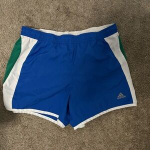 Adidas Blue, Green, and White Sports Shorts